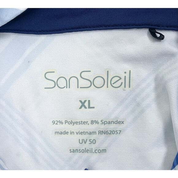 SanSoleil SolStyle Golf Dress 3/4 Sleeve Mock Zip UV 50 Hopscotch Blue Size XL - Picture 6 of 6